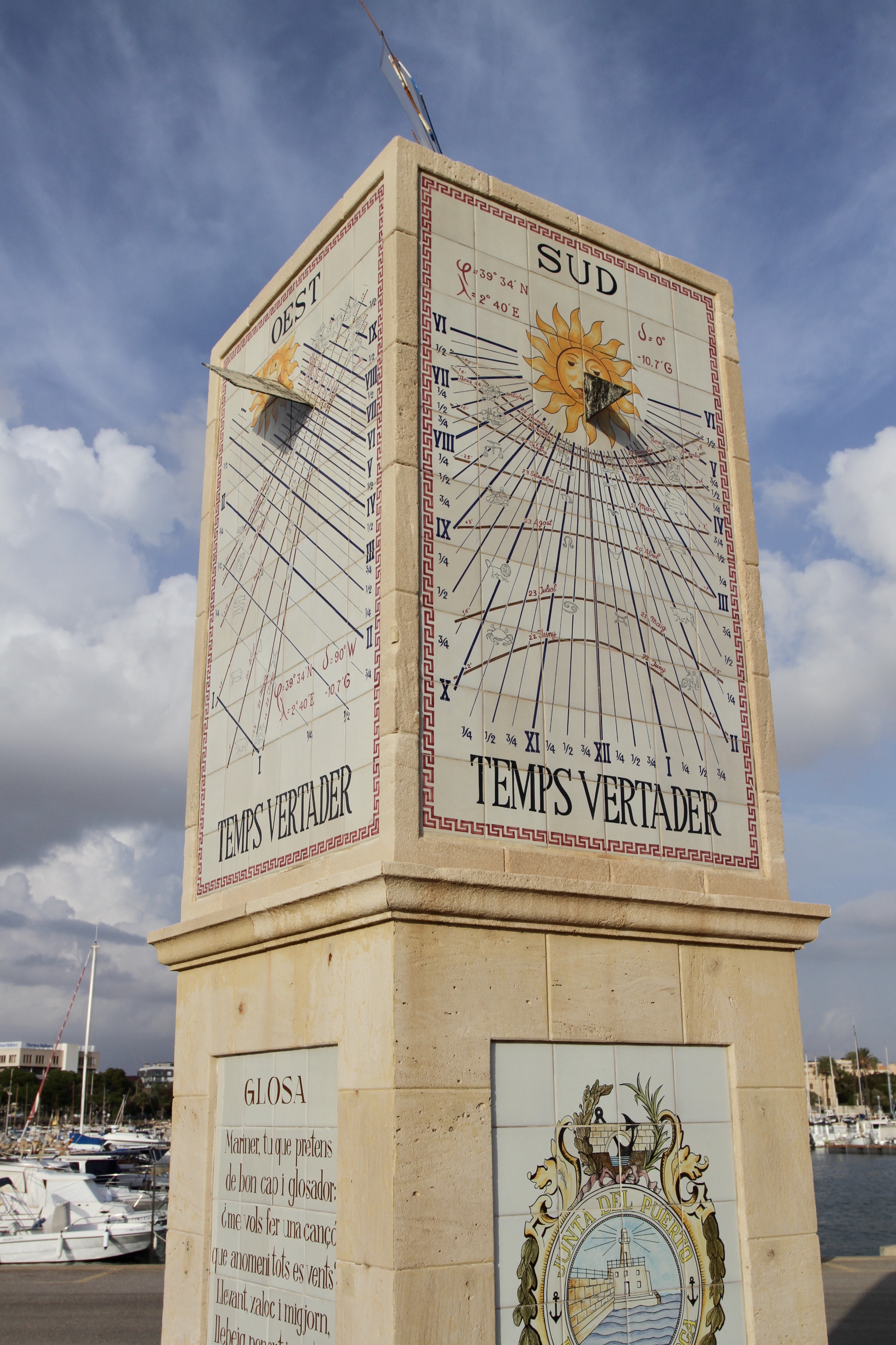 Sundial, Portitxol harbour, Palma, Mallorca, Spain