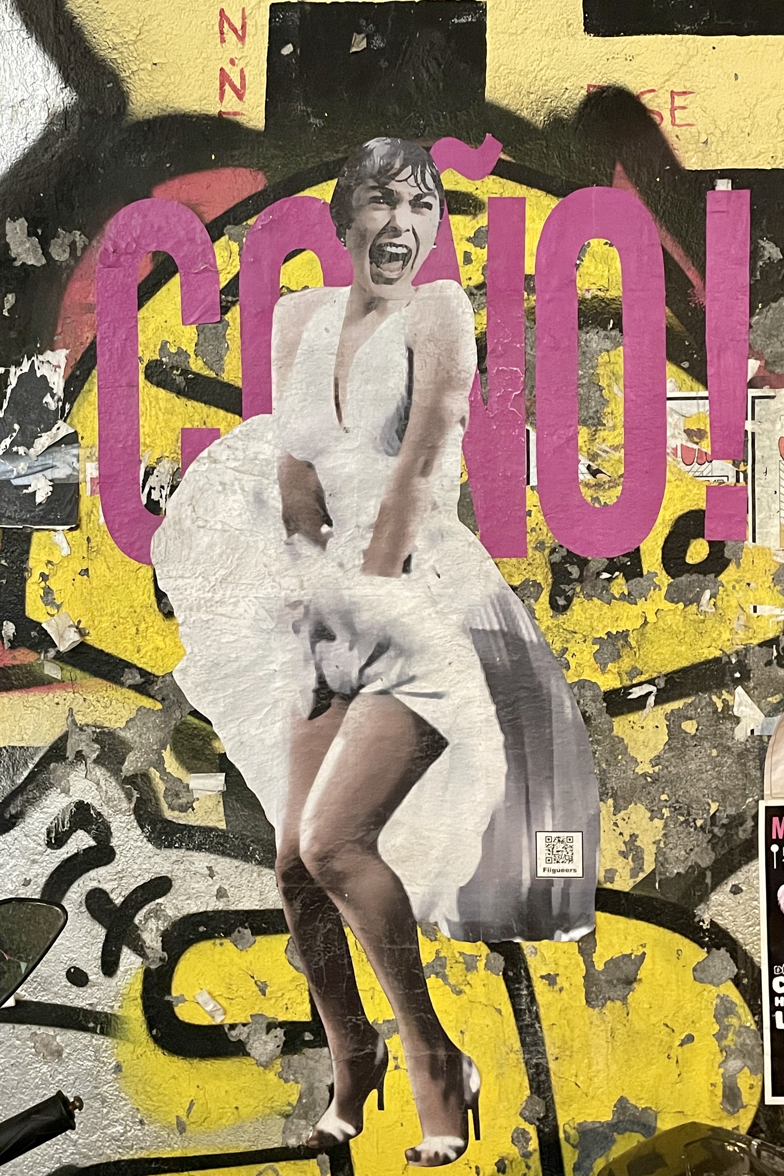 Janet Leigh in Psycho as Marilyn Monroe, Street Art, Madrid, Spain