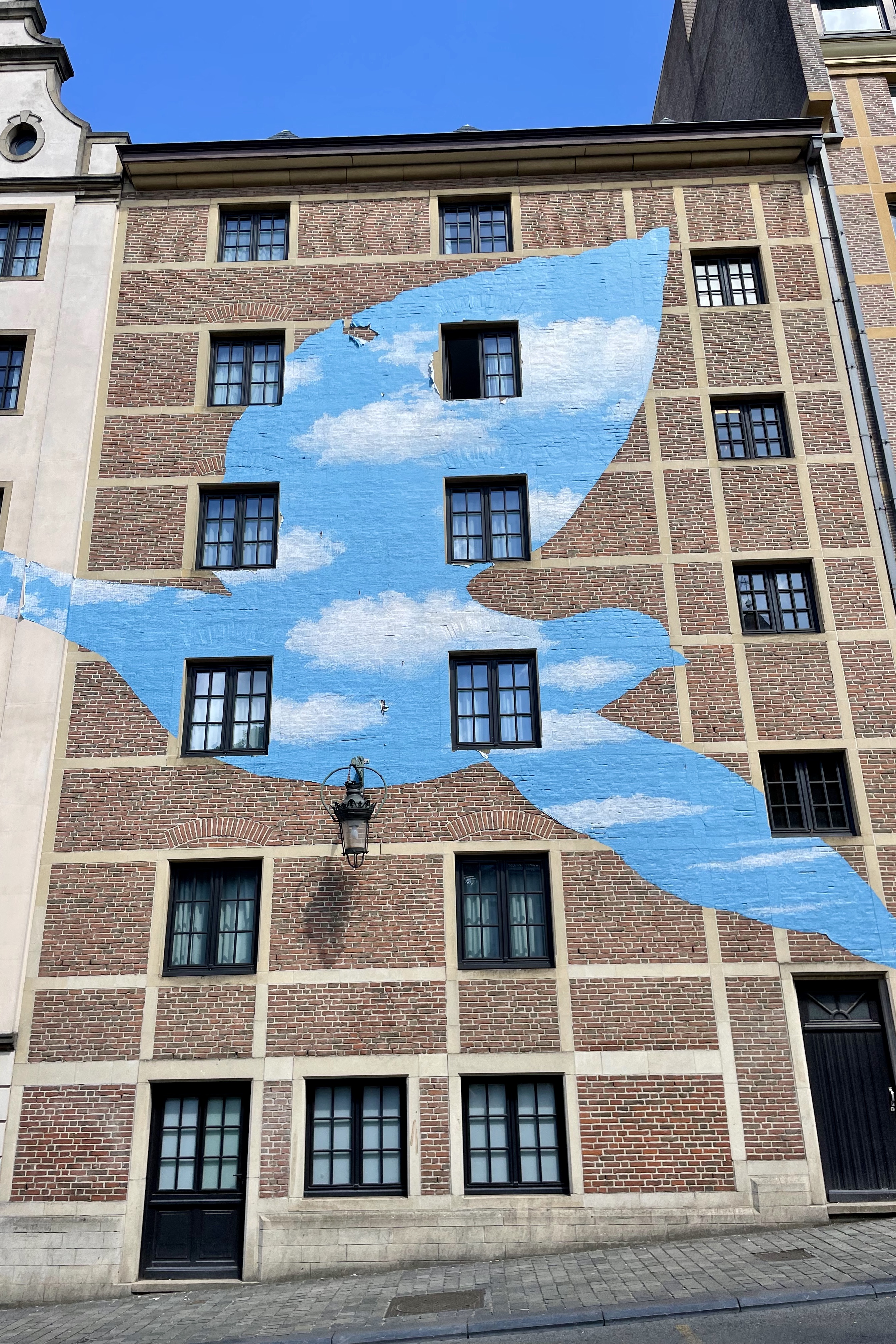 In the footsteps of Magritte collage, Brussels