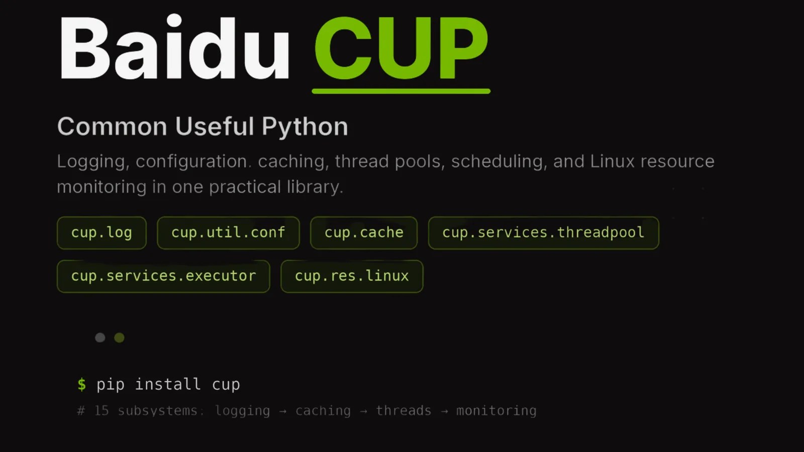 CUP: a biblioteca Python da Baidu que resolve logging, cache, threads e monitoramento em produção