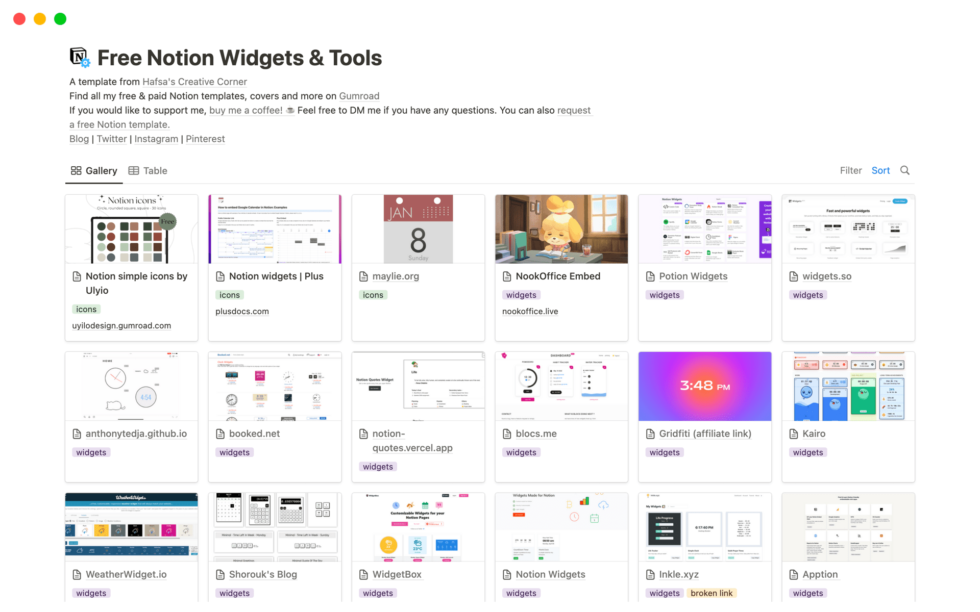Notion fREE Widgets and Tools