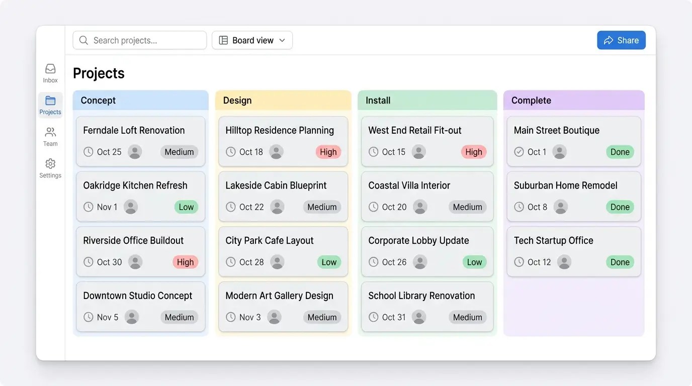 Notion database board view
