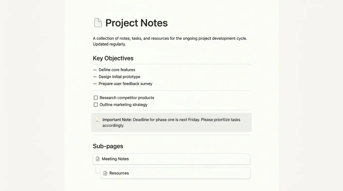 Notion page example