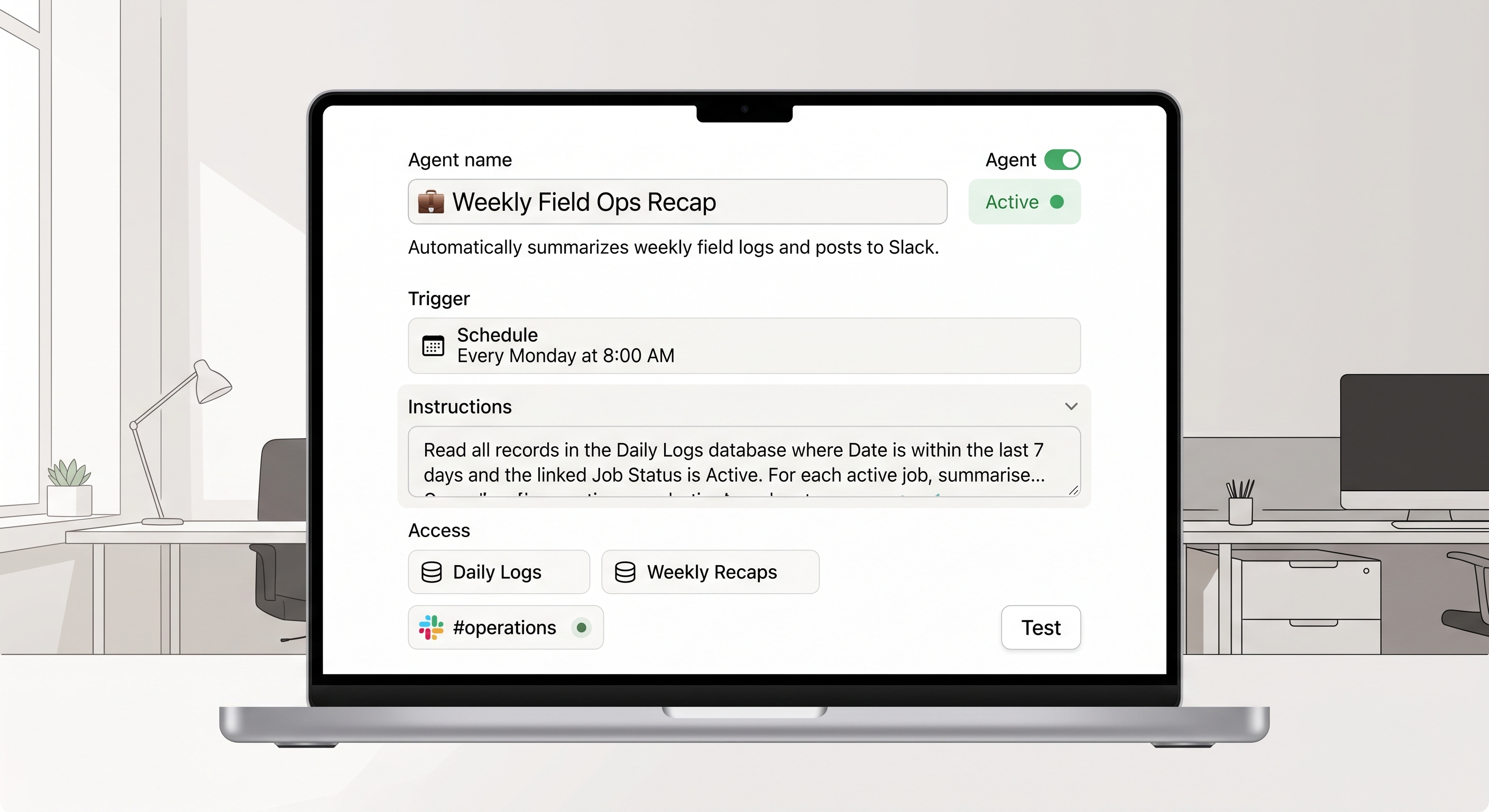 Notion AI Custom Agent mockup