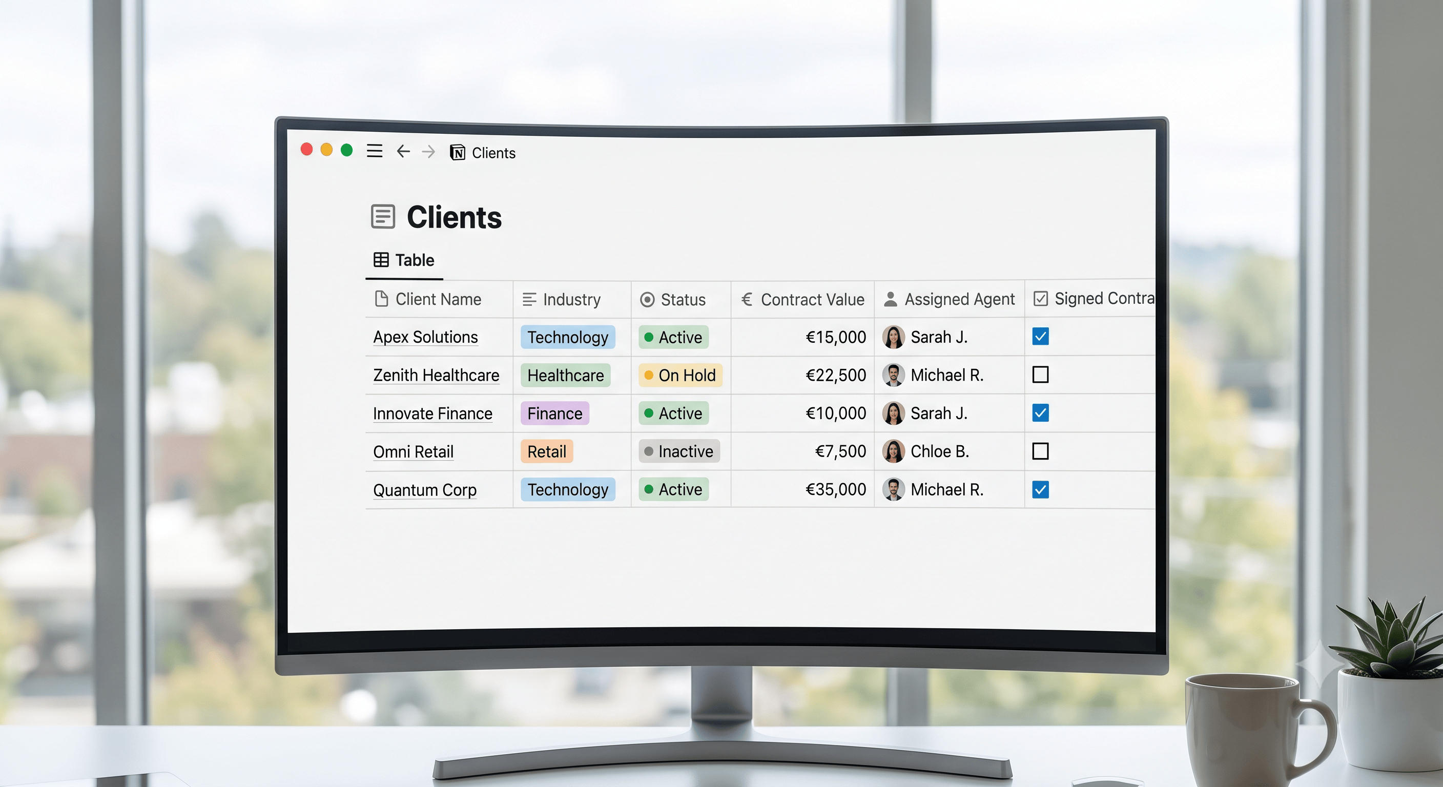 Database properties mockup