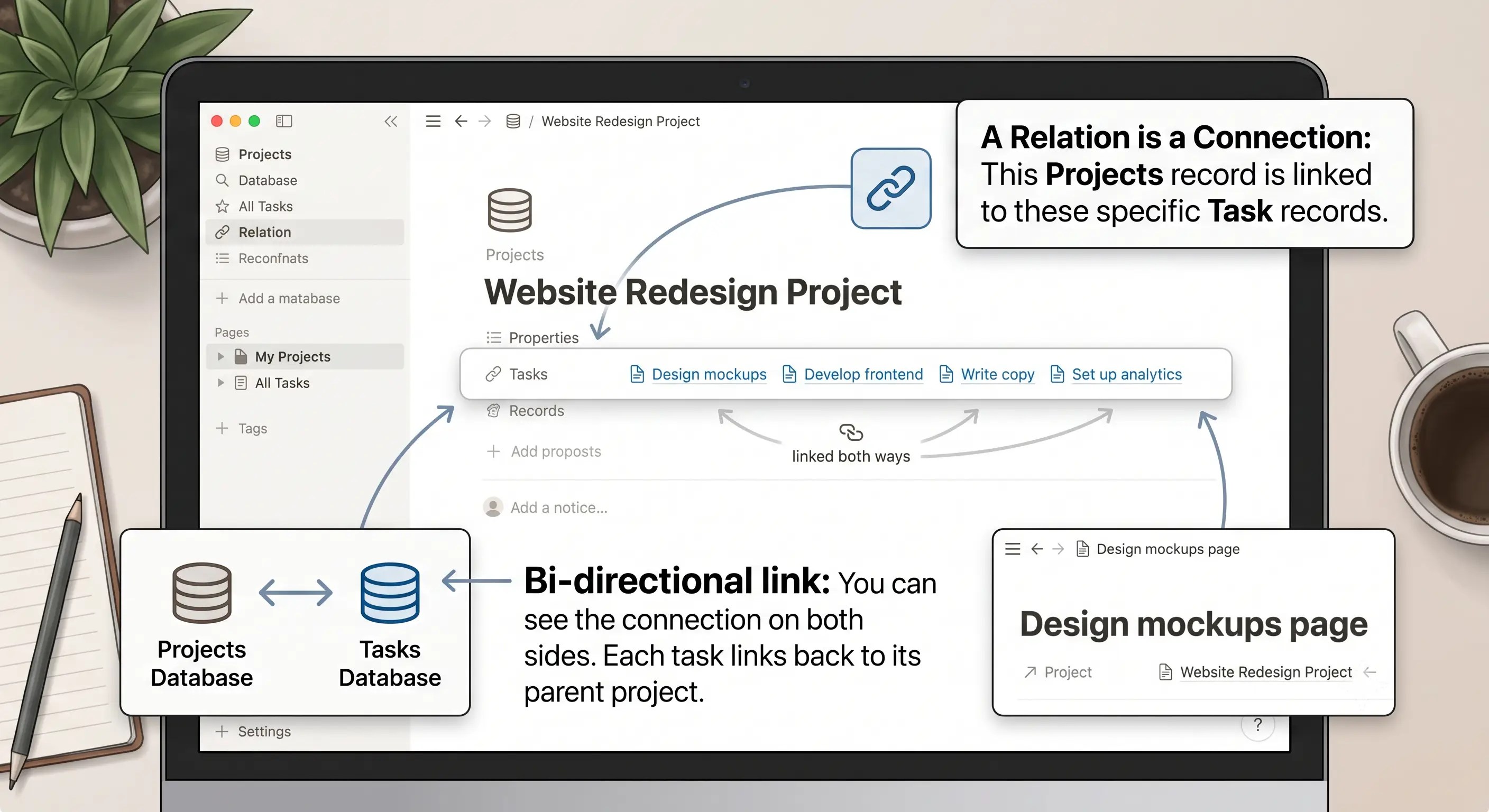 Project Task relation explained