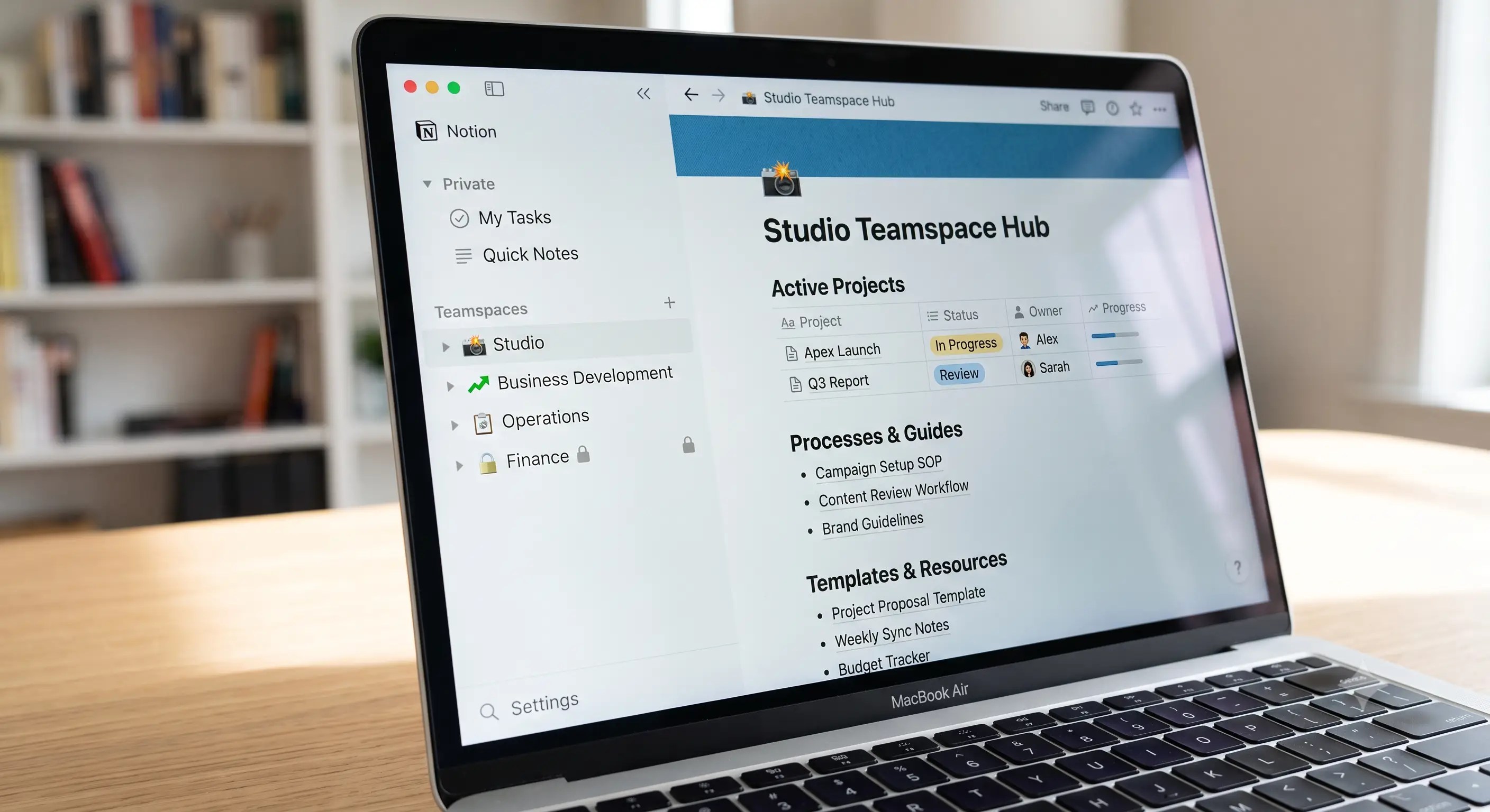 Notion Teamspace Hub mockup