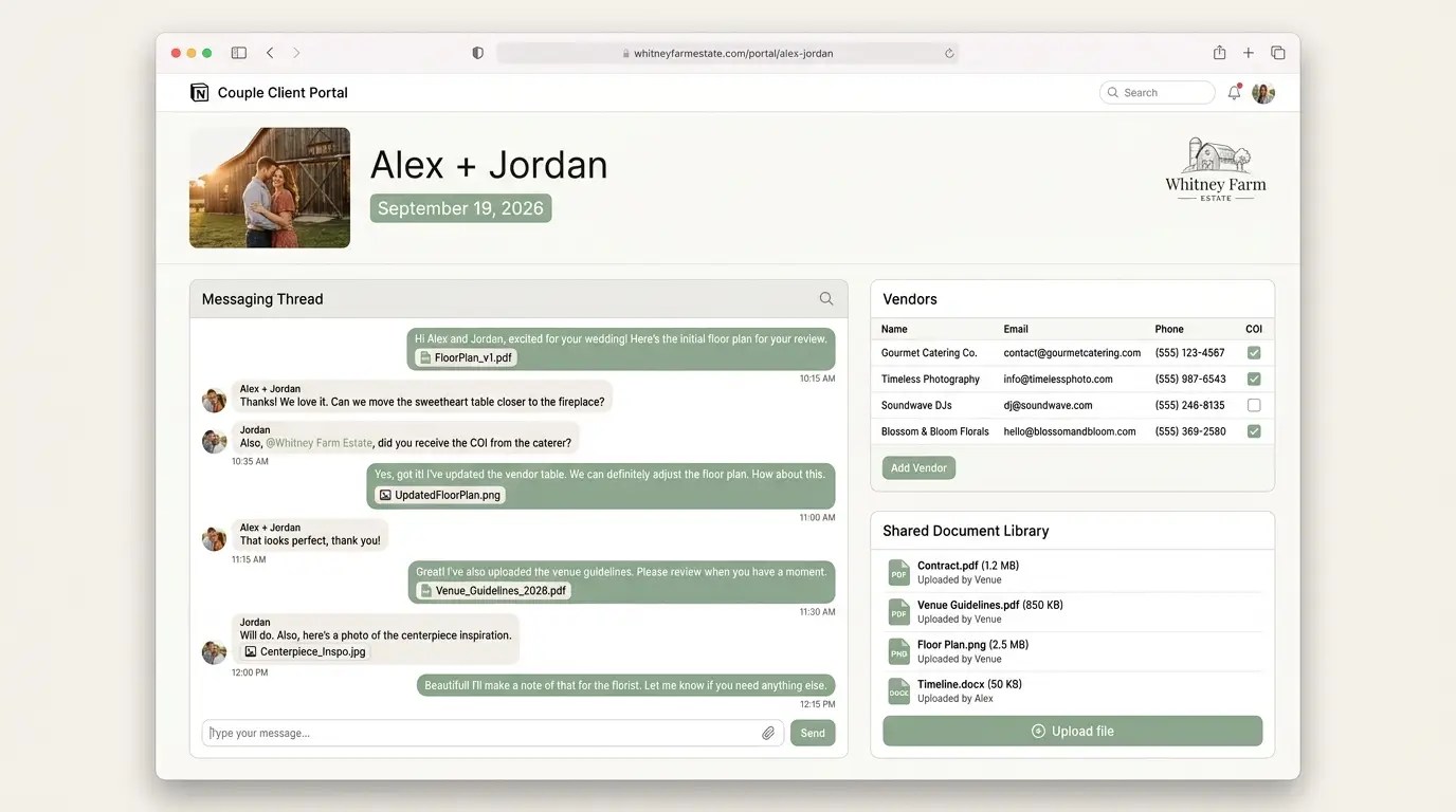 Notion Wedding Clients Portal