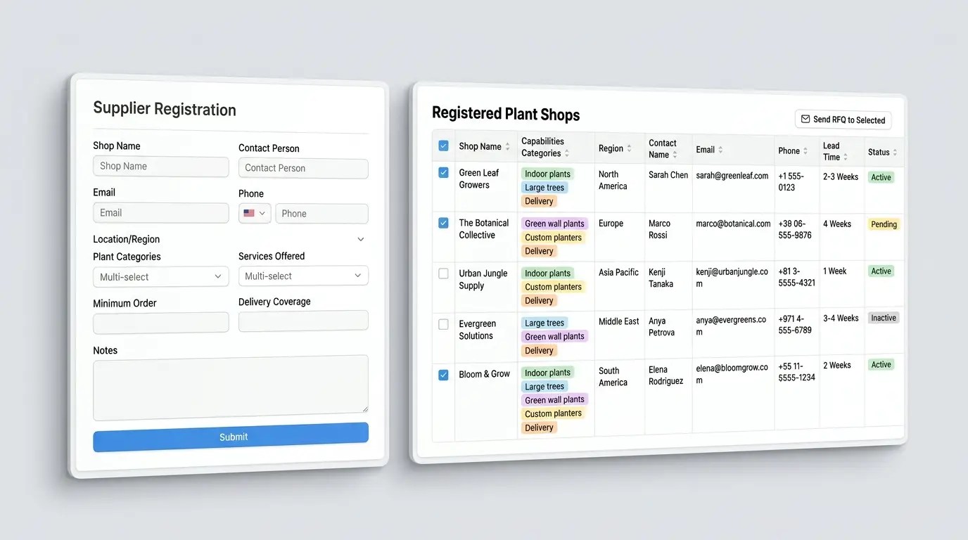 Supplier Registration Form Mockup