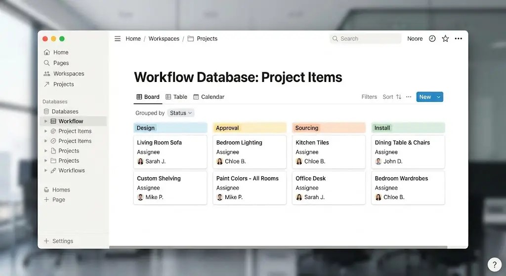 Workflow database screenshot