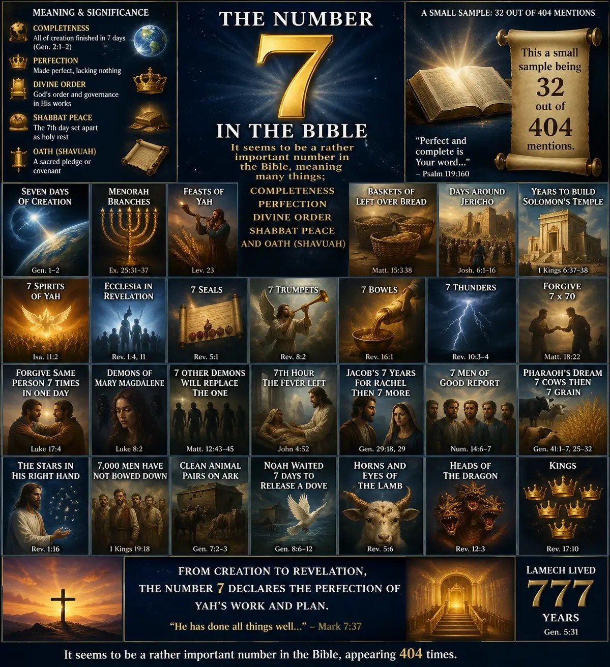 Collage of instances in bible when the number 7 was important