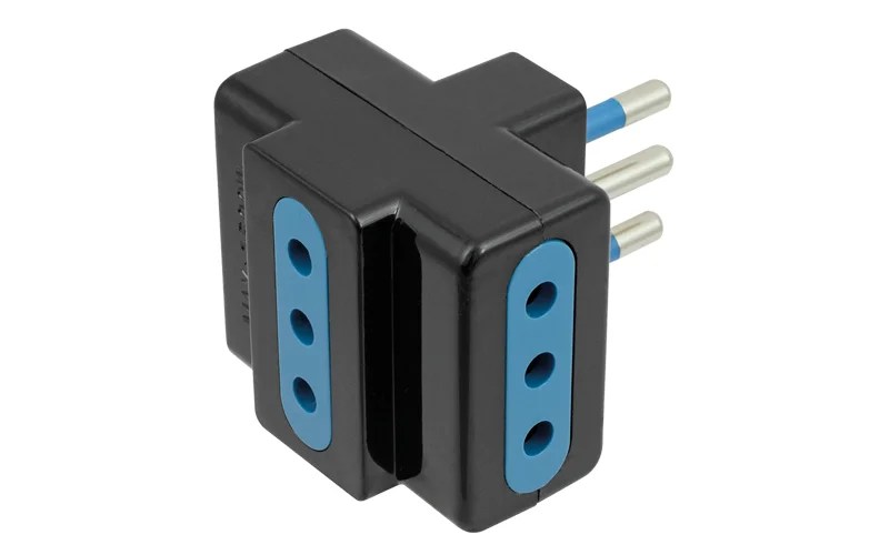 Adattatore 3 prese 10 A + T - Spina 10 A + T - Nero - in Carton Box