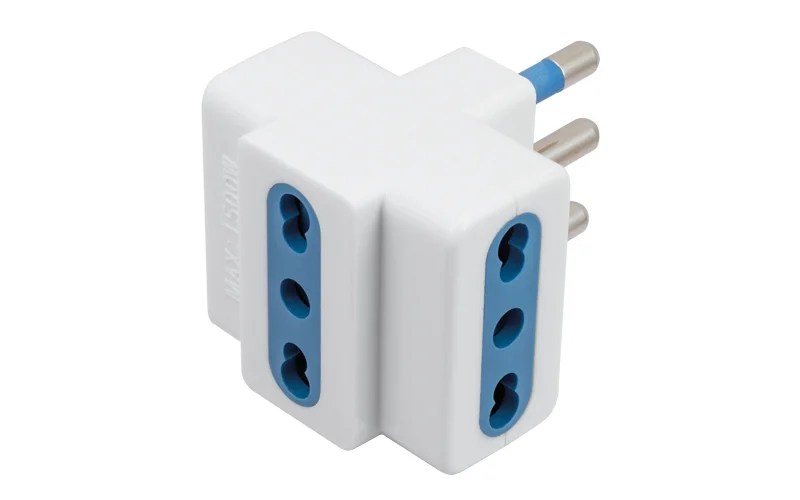 Adattatore 3 prese 10/16 A + T - Spina 16 A + T - Bianco - in Carton Box