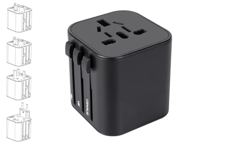 Adattatore da Viaggio Universale EU/UK/USA/AUS - 100-240 V - 1840 W - Nero - in Carton Box