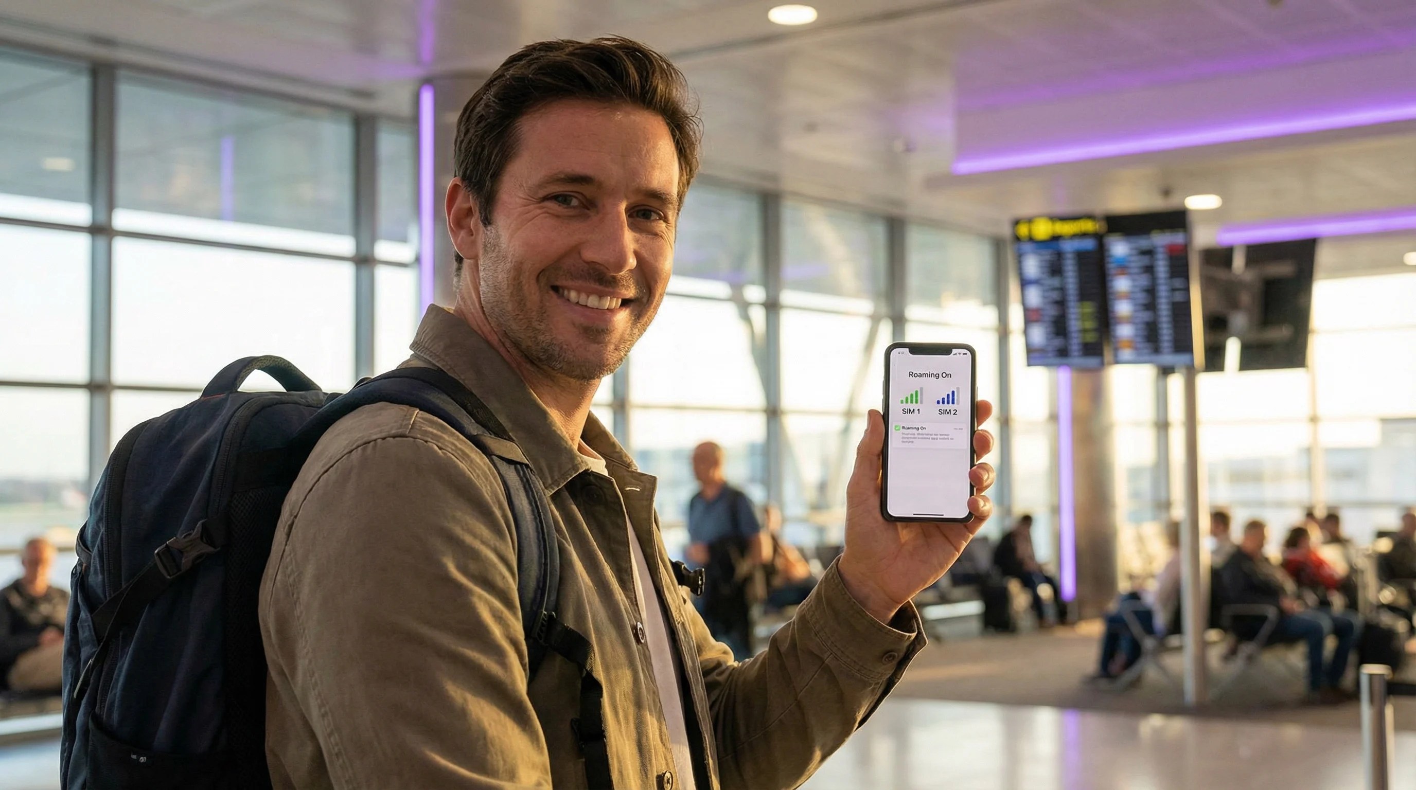 Phone showing dual SIM setup with primary SIM and eSIM active