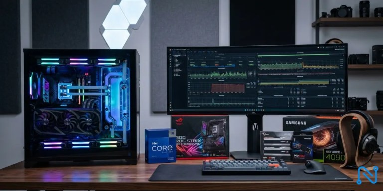 Sleek desk setup with a high-end gaming PC and premium workstation parts illustrating Where to Buy Computer Components for smarter and better tech buying decisions.