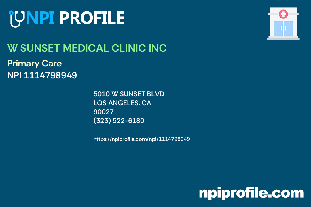 W sunset medical clinic inc, npi 1114798949