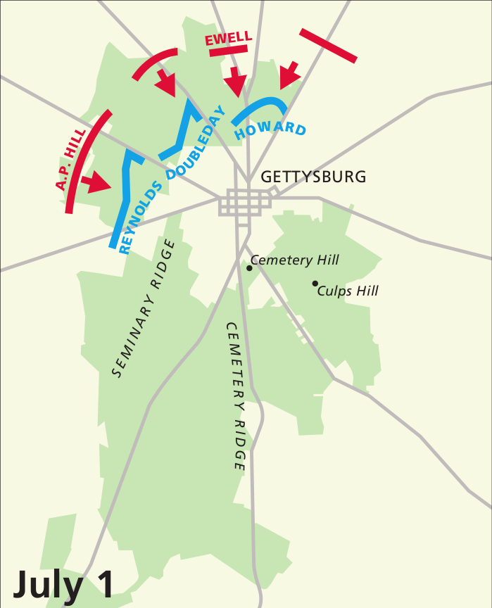 Gettysburg Maps NPMaps Free National Park Maps Gettysburg July 1 Battle Map 