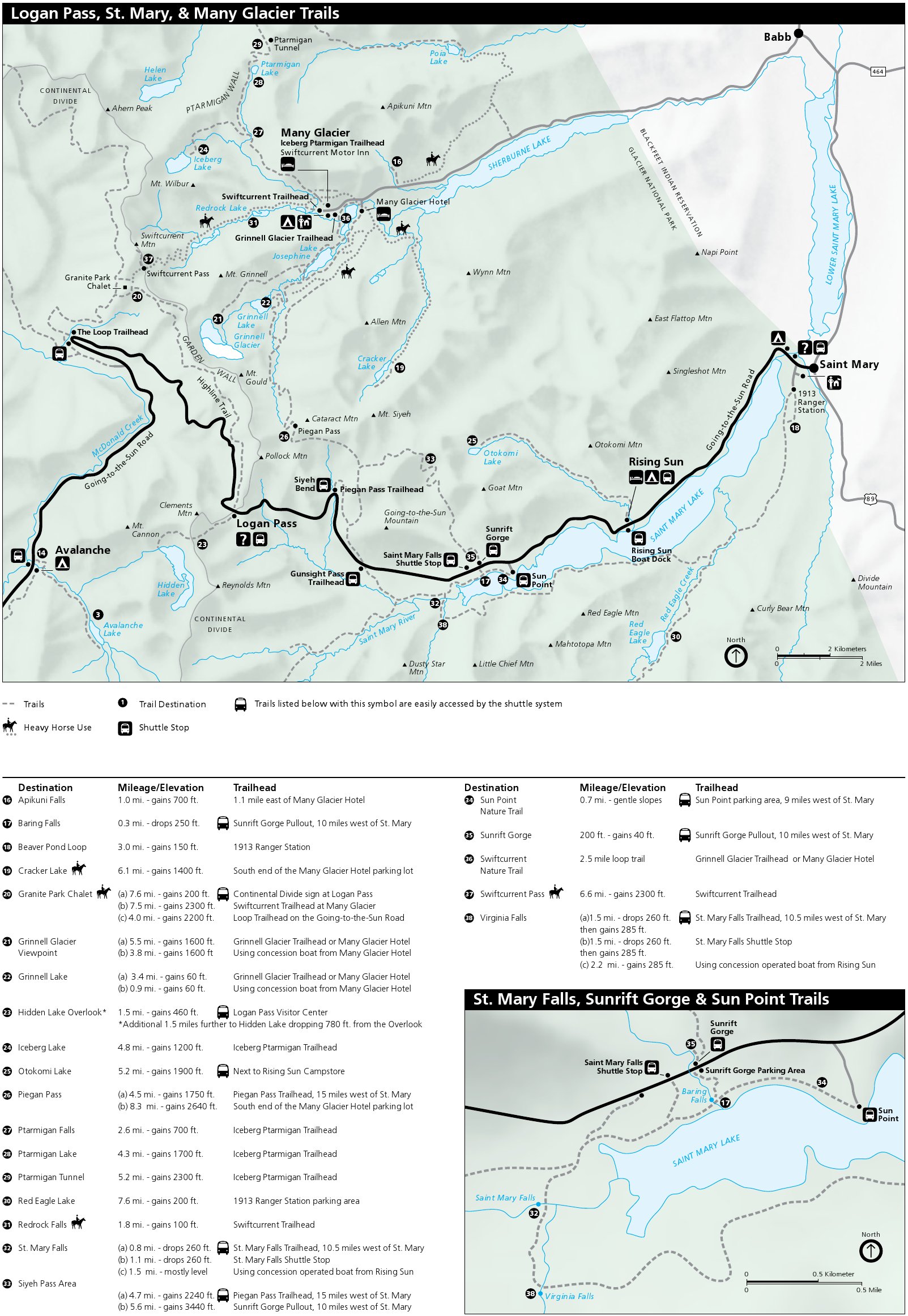 Printable Map Of Glacier National Park Printable Maps Online Glacier Main Trail Map 