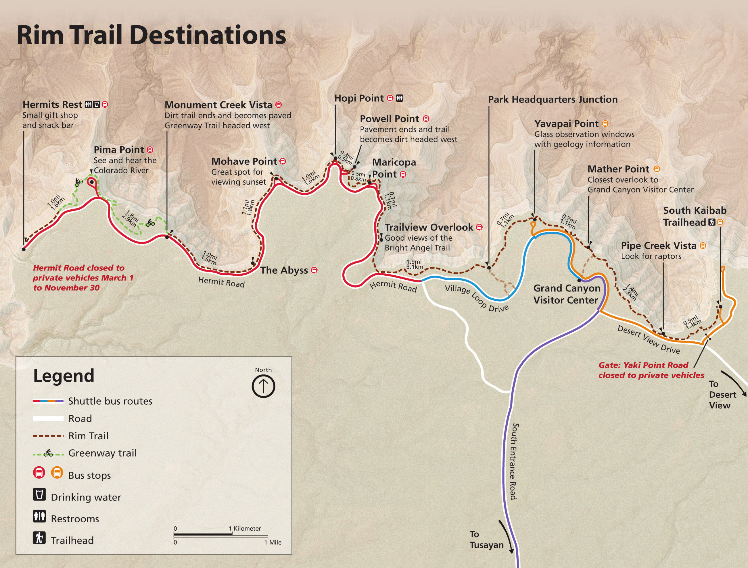 Grand Canyon Maps Npmaps Free National Park Rim Trail Map.