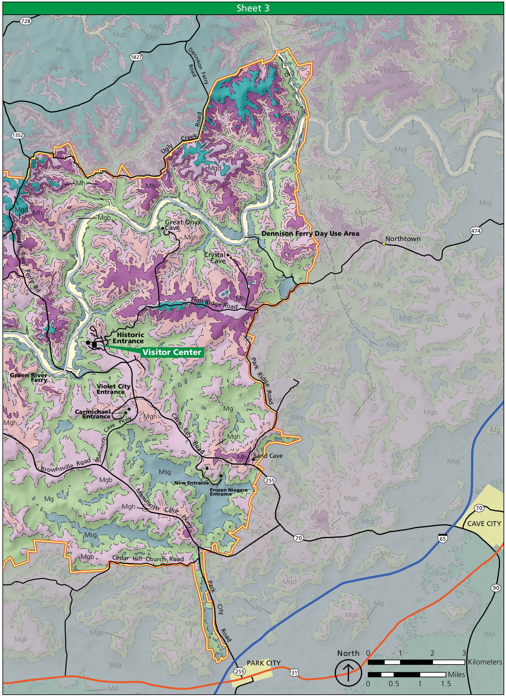 Mammoth Cave National Park EARTHSC 1105 Research Guides At Ohio Mammoth Cave Geologic Map East 