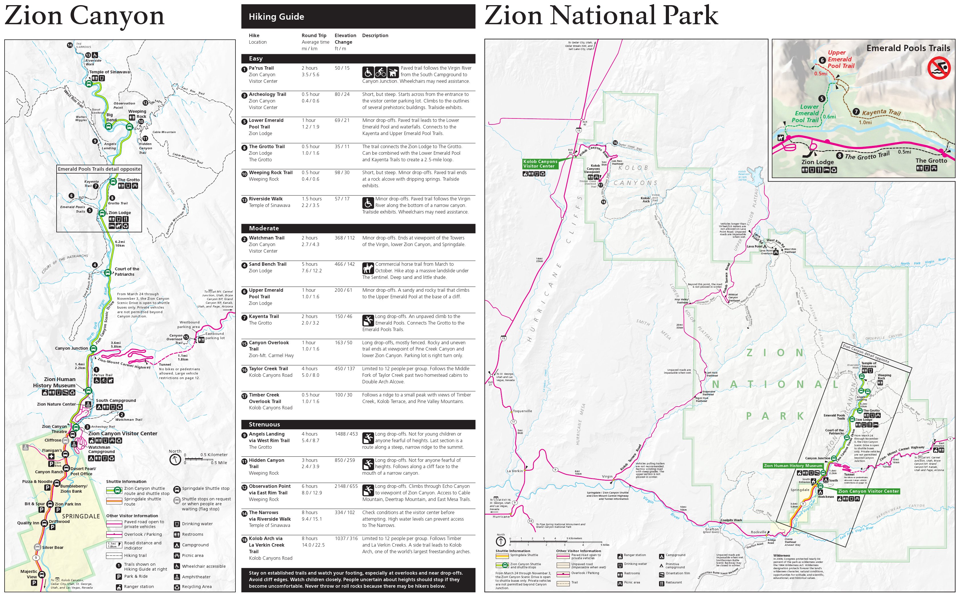 Zion Maps NPMaps Com Just Free Maps Period Zion Hiking Map 