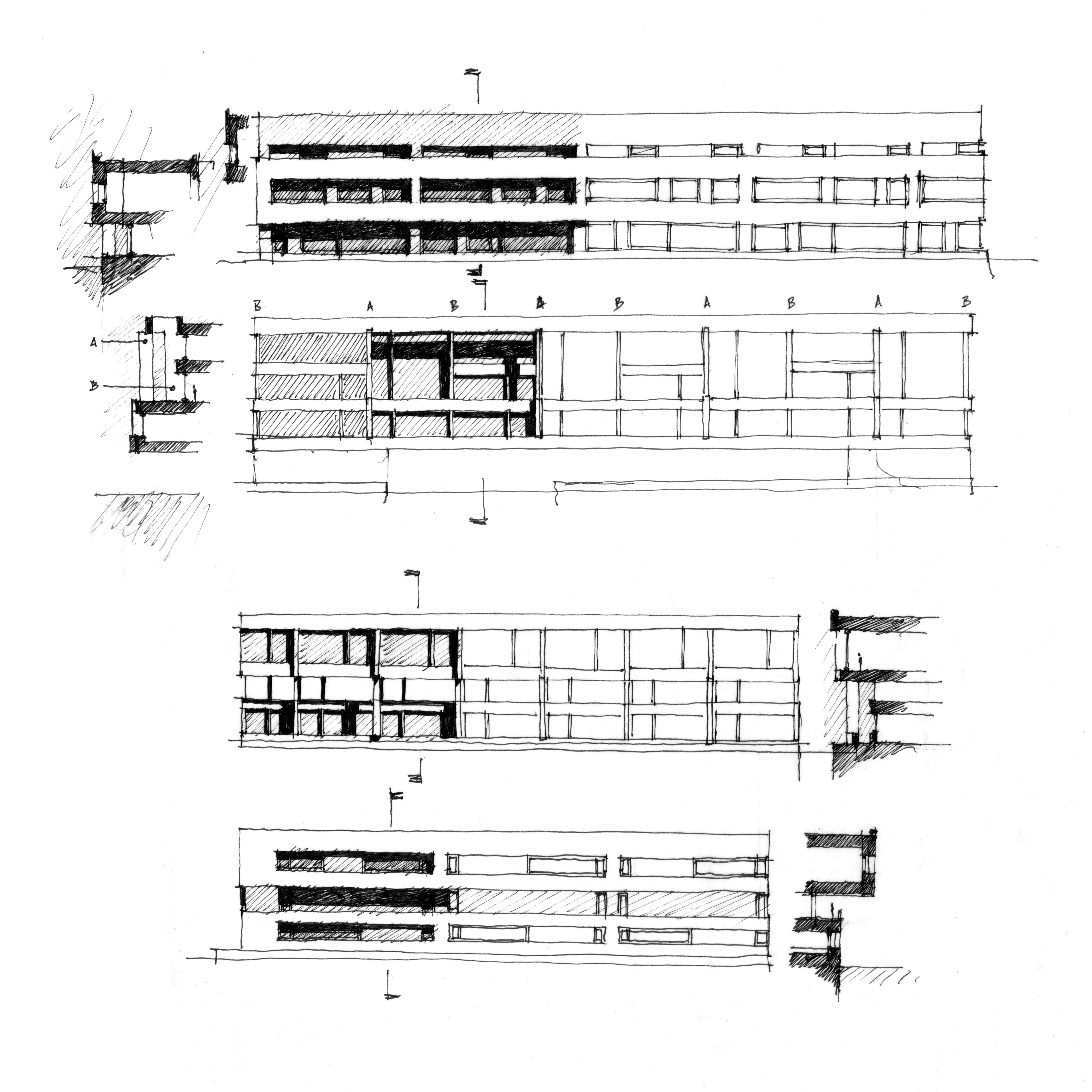 Studies of the facades along the new canals