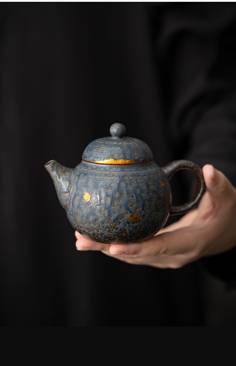 「雅玩珍藏」　黒釉緑彩 牡丹唐草文 蓋付壺 煎茶道具 　中国古玩鉄瓶銀瓶掛軸純銀 空寂齋青銅釉思婷茶壺- 南山居
