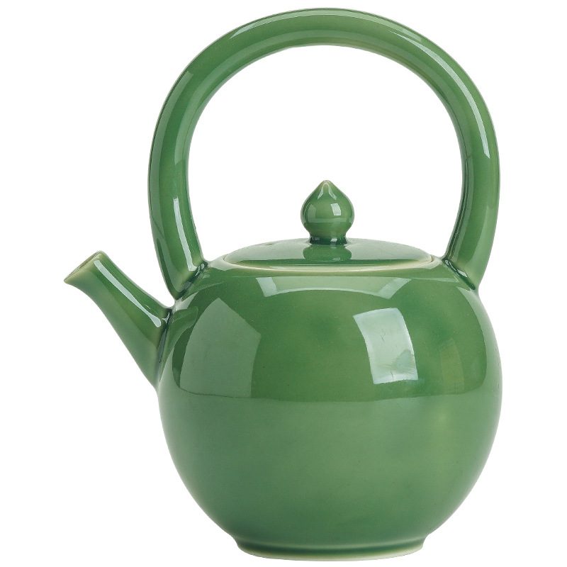 提梁南瓜八宝茶壺 酒壺 茶道置物 煎茶道具 青璃釉圓月茶壺- 南山居