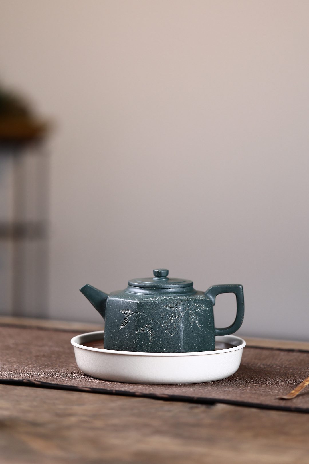 宜興紫砂壺原礦墨綠泥八方井欄茶壺(280ml) - 南山居