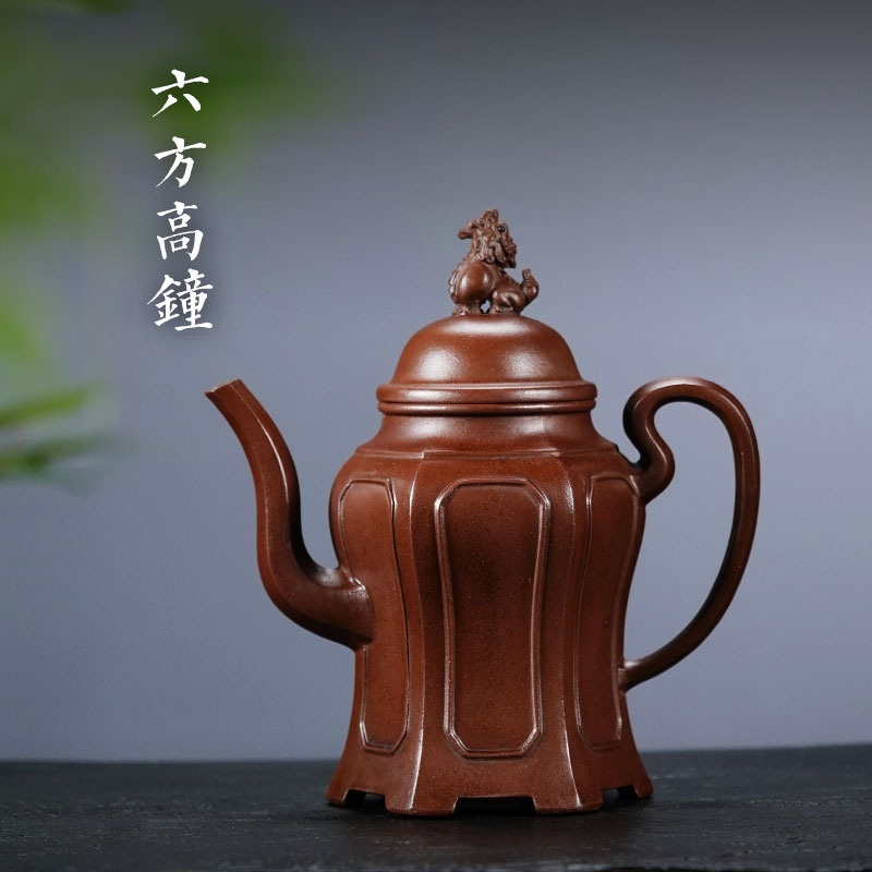 宜興紫砂壺原礦紫泥六方高鐘壺(480ml) - 南山居