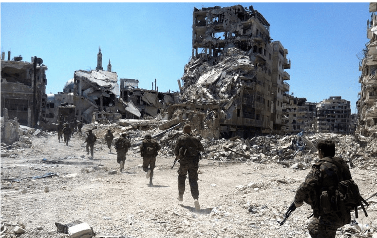 Homs Syria, Government forces patrolling