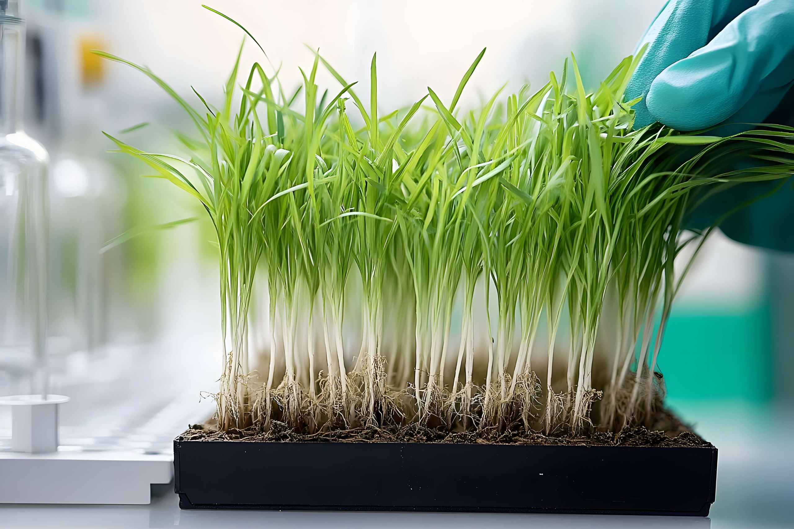 Grass growing in a lab grass growing in a lab