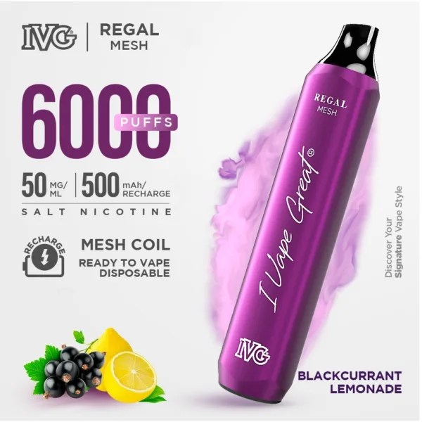 IVG REGAL MESH BLACKCURRANT LEMONADE 6000 PUFF