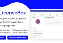 LicenseBox updates manager PHP script dashboard with license activation and update management