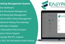 EasyPark vehicle parking management system dashboard with parking slots and vehicle records