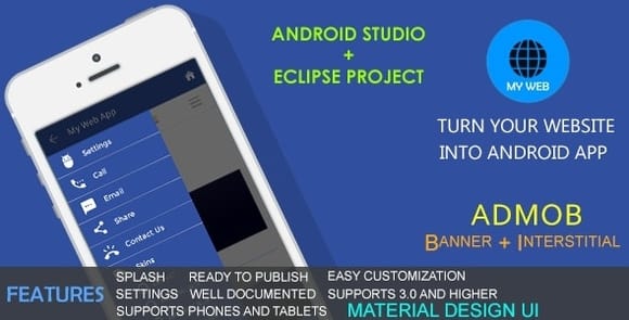 My Web App – Material Design UI – AdMob App Source Code