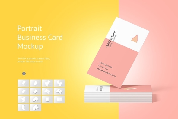 CreativeMarket Portrait Business Card Mockup FREE
