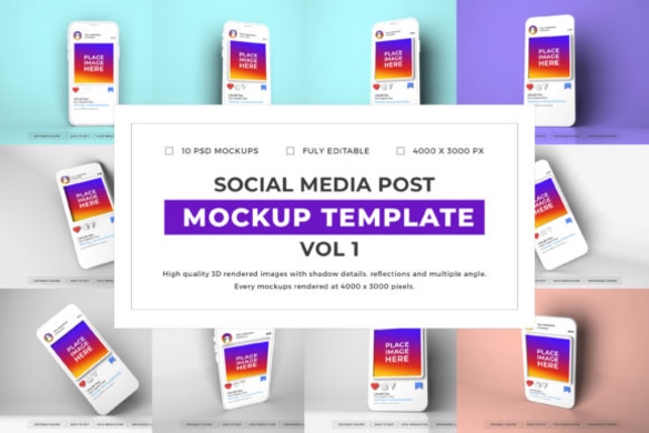 Social Media Post Mockup Template Vol 1 Bundle Pack
