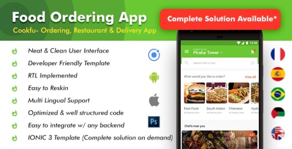 Food Delivery App v2.0 – Food Ordering App|Android + iOS App Template|3 Apps| Multi Restro Cookfu (IONIC 4) App Source