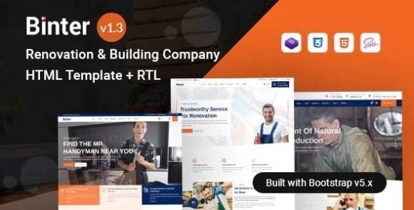 Binter v1.0 – Renovation & Building Bootstrap 5 Template Free
