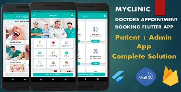 Myclinic v1.4.3 – Doctors Appointment Booking App (Admin + Patient) | Complete Solution | Flutter App Source