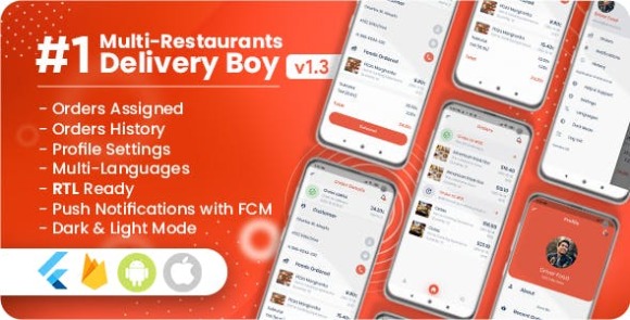 Delivery Boy for Multi-Restaurants Flutter App v1.4.0 Source