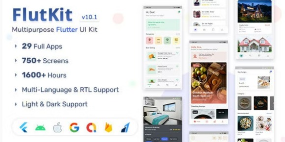 FlutKit v10.1 – Flutter UI Kit App Source