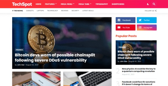 Download #TechSpot v1.1 – Responsive Blog & Magazine Blogger Template Free