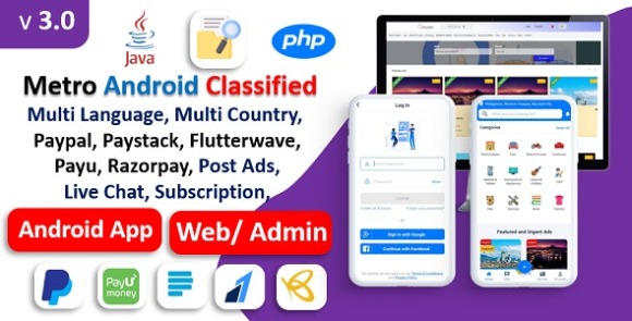 Metro Android Classified App v3.0 – Buy, Sell | Payment Gateways | Membership Plan | Admin Panel Source Code