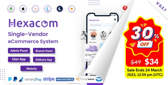 Hexacom v6.2.1 Nulled – Single Vendor eCommerce App with Website, Admin Panel and Delivery Boy App Source Code