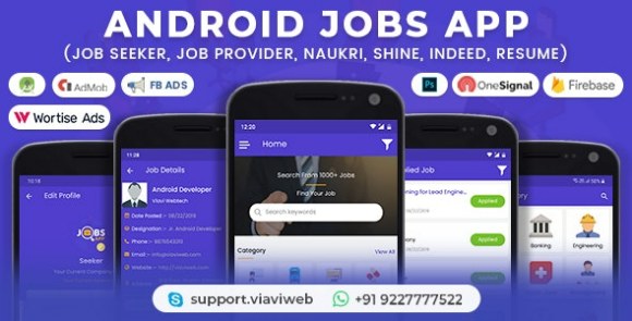 Android Jobs App v1.4 Nulled – (Job Seeker, Job Provider, Naukri, Shine, Indeed, Resume) Source