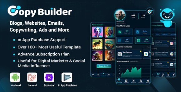 Copy Builder v2.0 Nulled – OpenAI ChatGPT AI Writing Assistant, AI Image Generator, and Content Creator as SaaS App Source