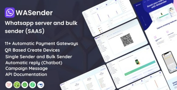 WASender v1.0 – WhatsApp Server and Bulk Sender (SAAS) PHP Script